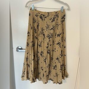 Sweet Baby Jamie - Chic Tan A-Line Skirt with Black Floral Design